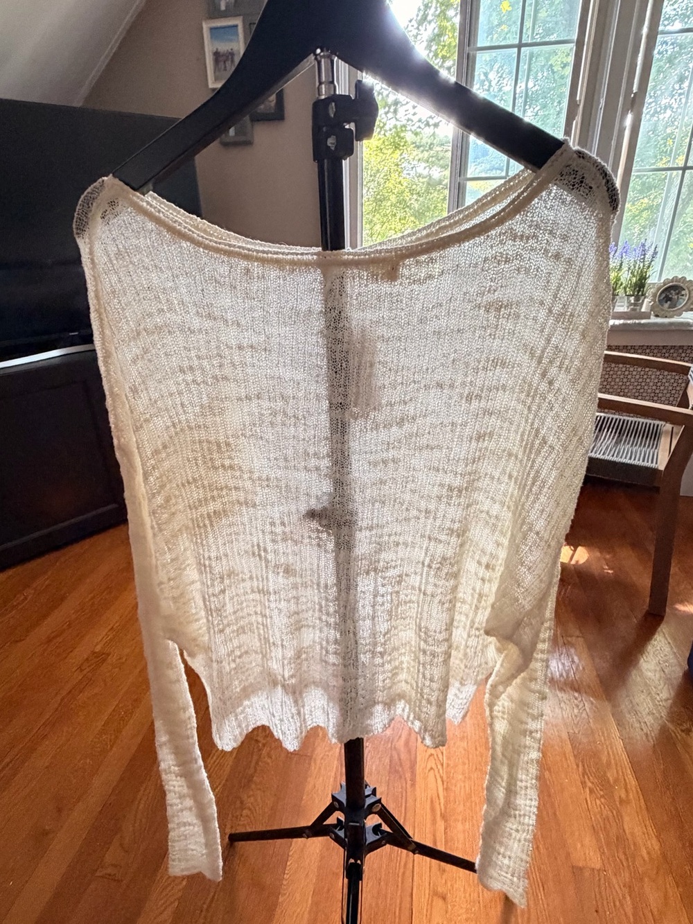 NWT NATURAL LIFE Cream Open-Weave Scoop Neck Sweater